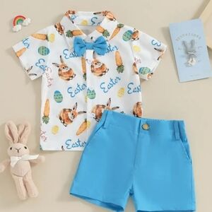 Easter Bunny Kids Matching Set - Blue and White